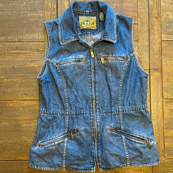 Liz Claiborne Jackets & Blazers - Liz Claiborne Lizwear 90’s vintage denim blue jean vest small petite Y2K